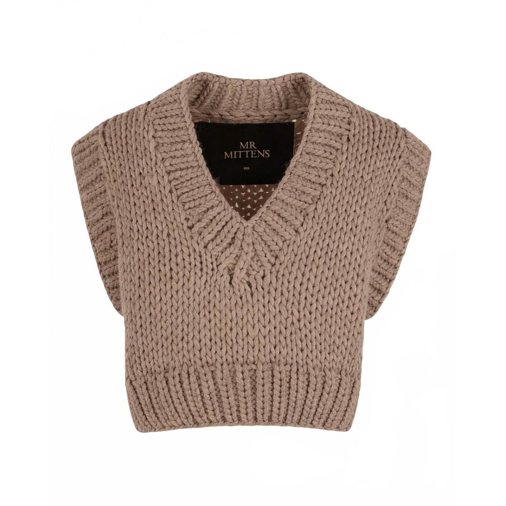 NEW MR MITTENS women's mini vest in taupe
